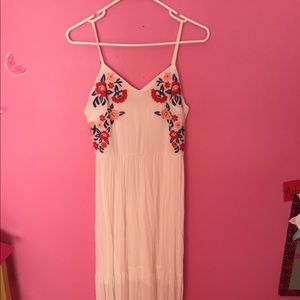 White Maxi Dress with floral design